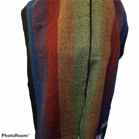 Cashmyarn By Berkshire Colorful Striped Scarf With Fringe Acrylic - Picture 4 of 8